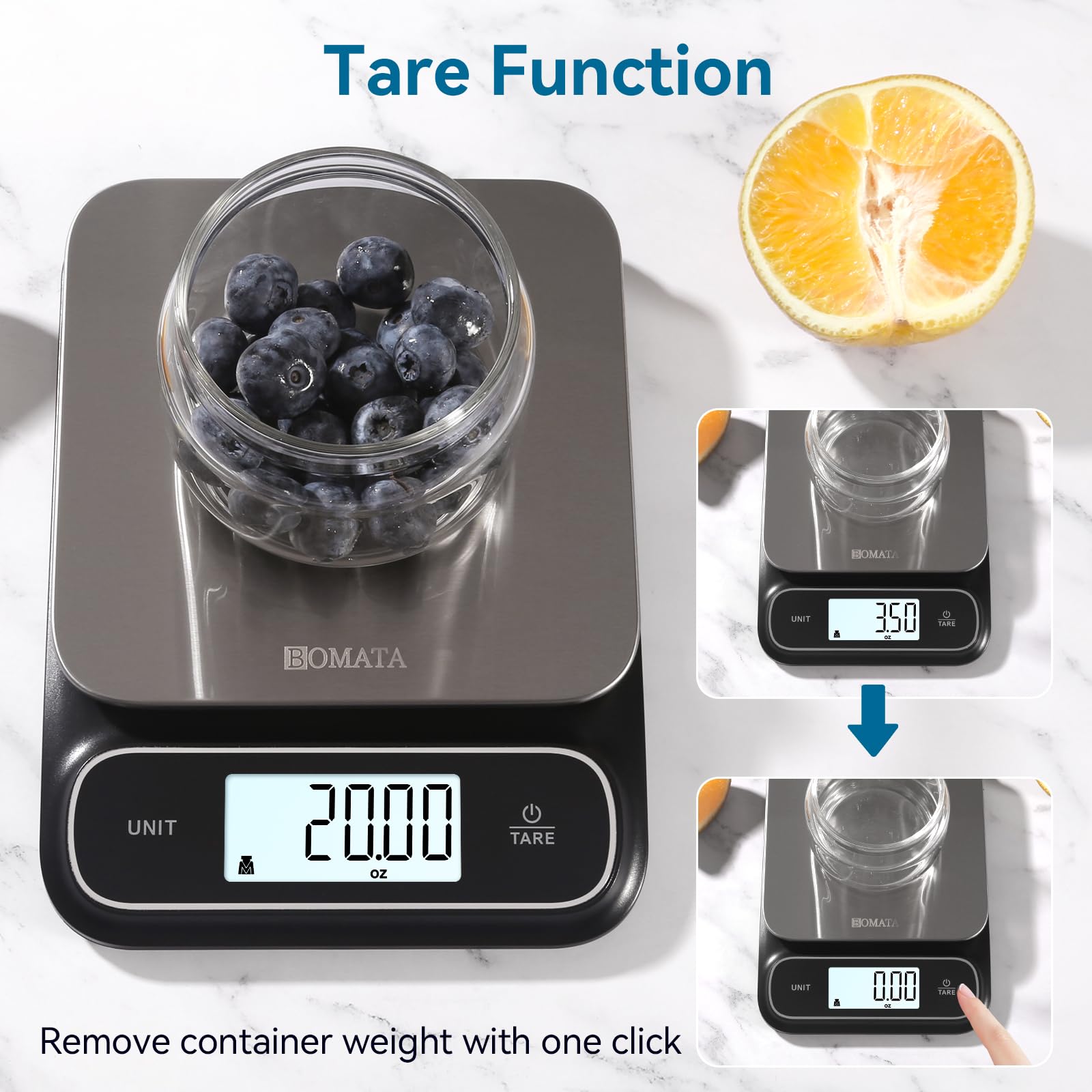 BOMATA stainless steel weighing pan ideal for large and small items.