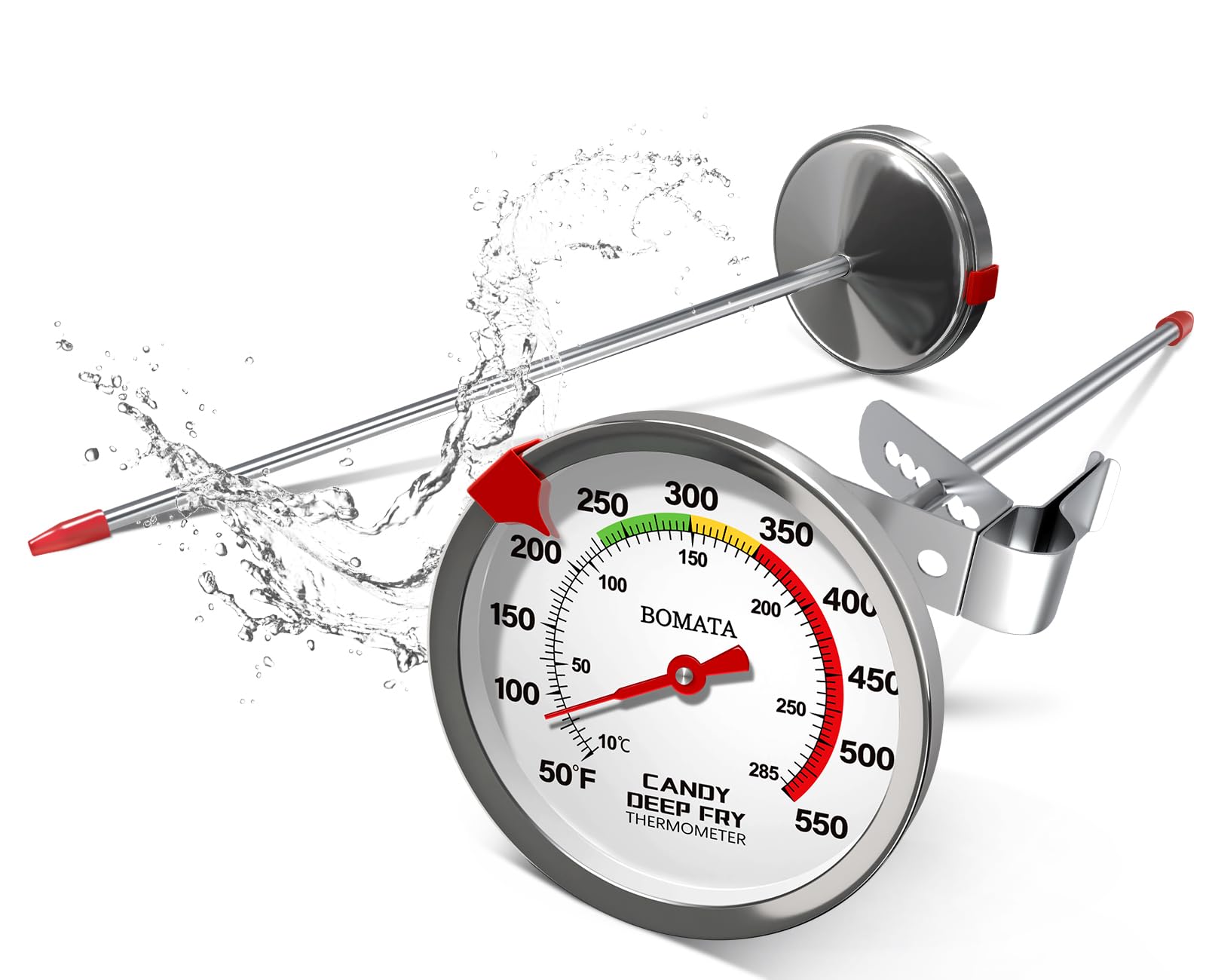 BOMATA candy thermometer with clip for secure pan attachment during cooking