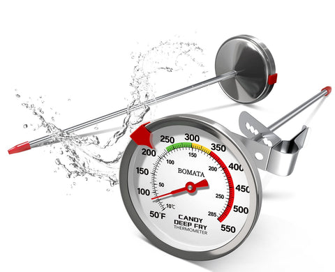 BOMATA candy thermometer with clip for secure pan attachment during cooking