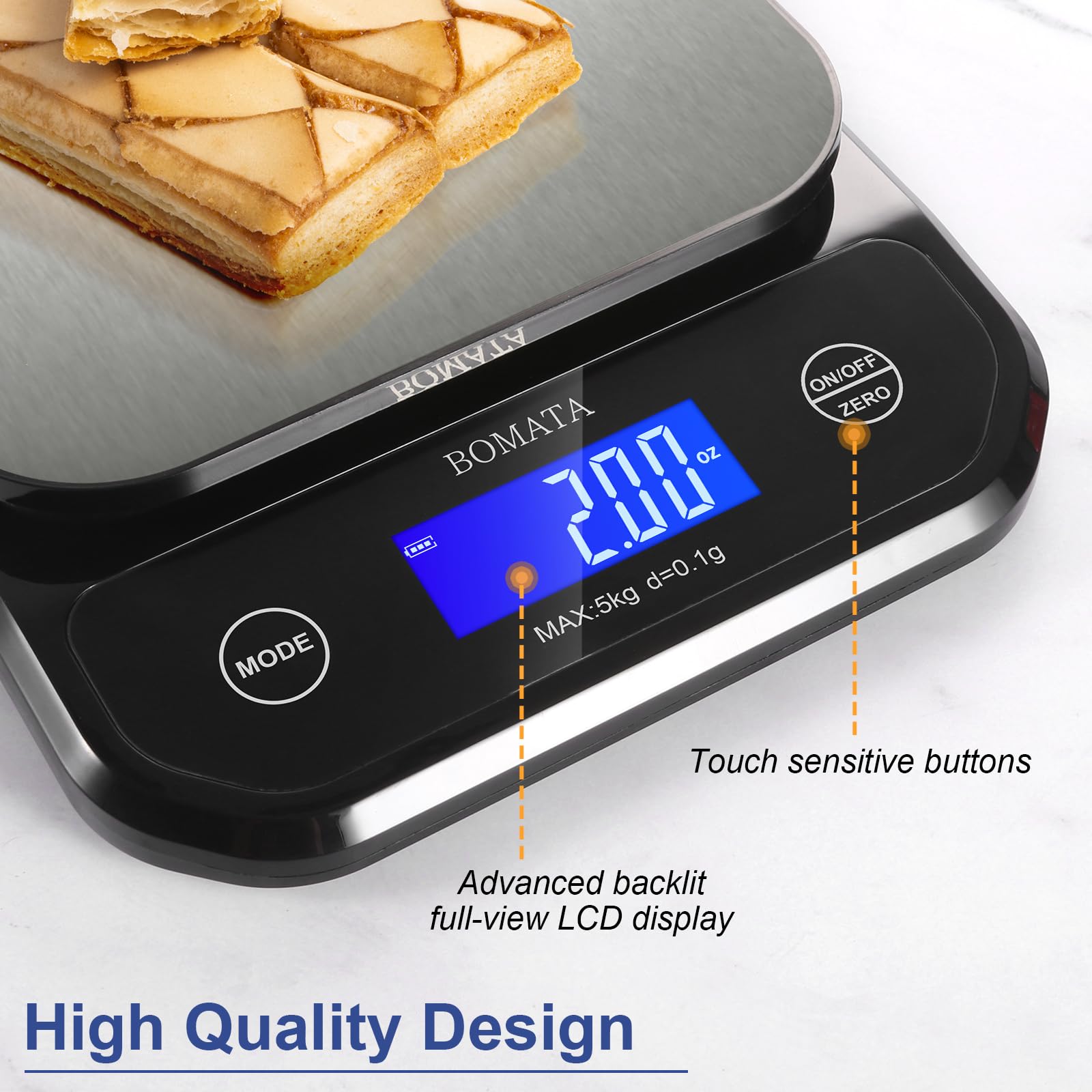 BOMATA compact scale fits small counters and supports multiple units