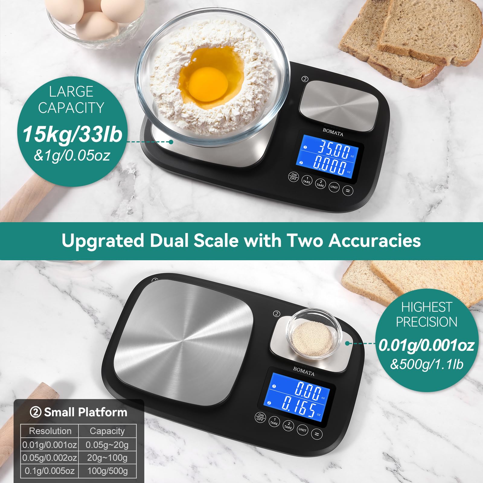 BOMATA dual-platform scale small platform for precise weighing of small items like jewelry