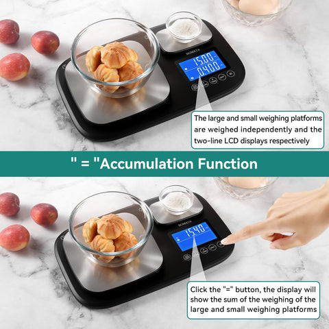 BOMATA scale with anti-slip pads for stable use on busy countertops