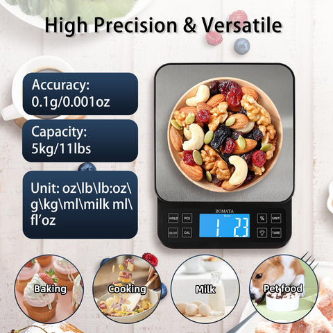 BOMATA scale with hold function preserves measurements for oversized items.