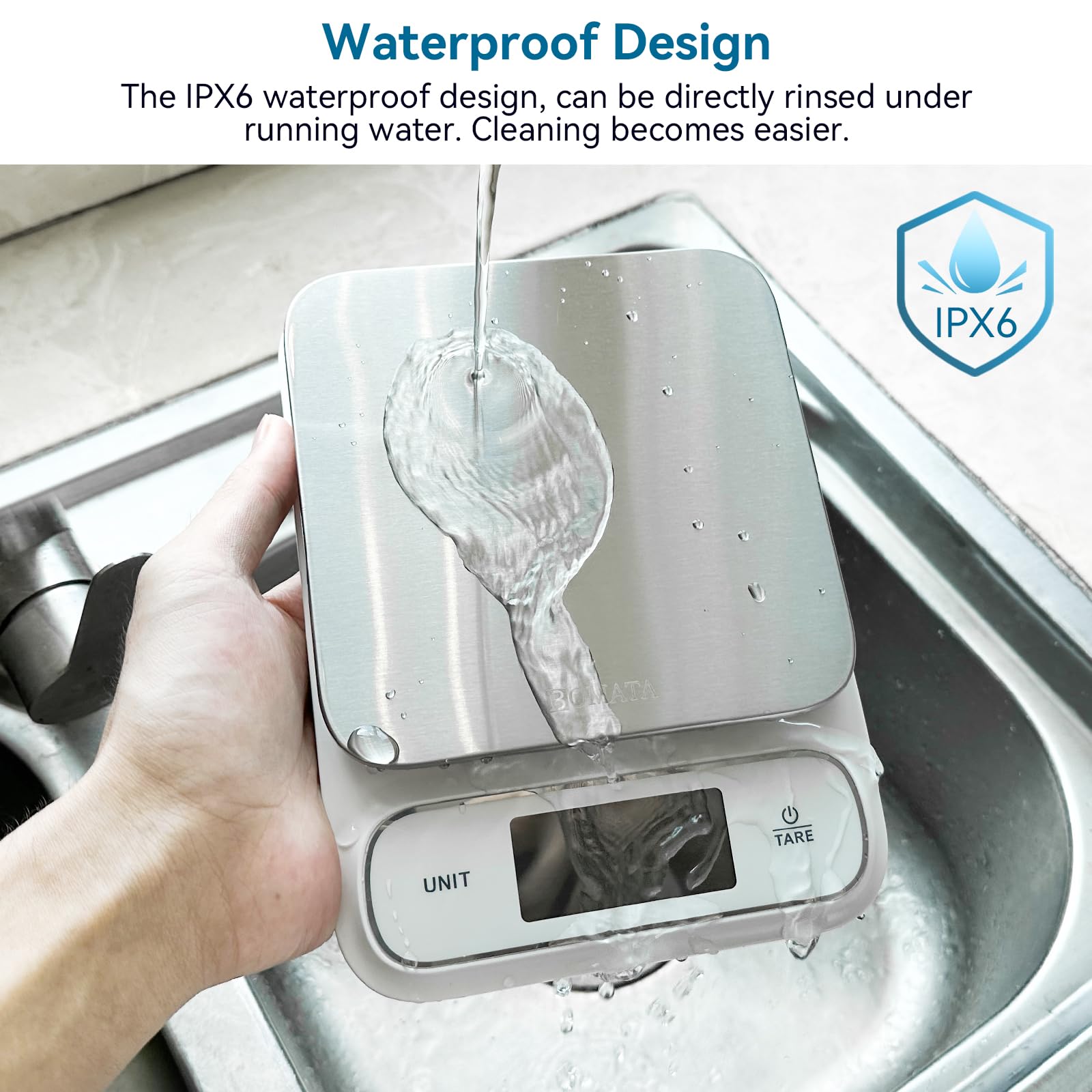 BOMATA scale stainless steel pan close-up showcases durable, easy-clean surface.
