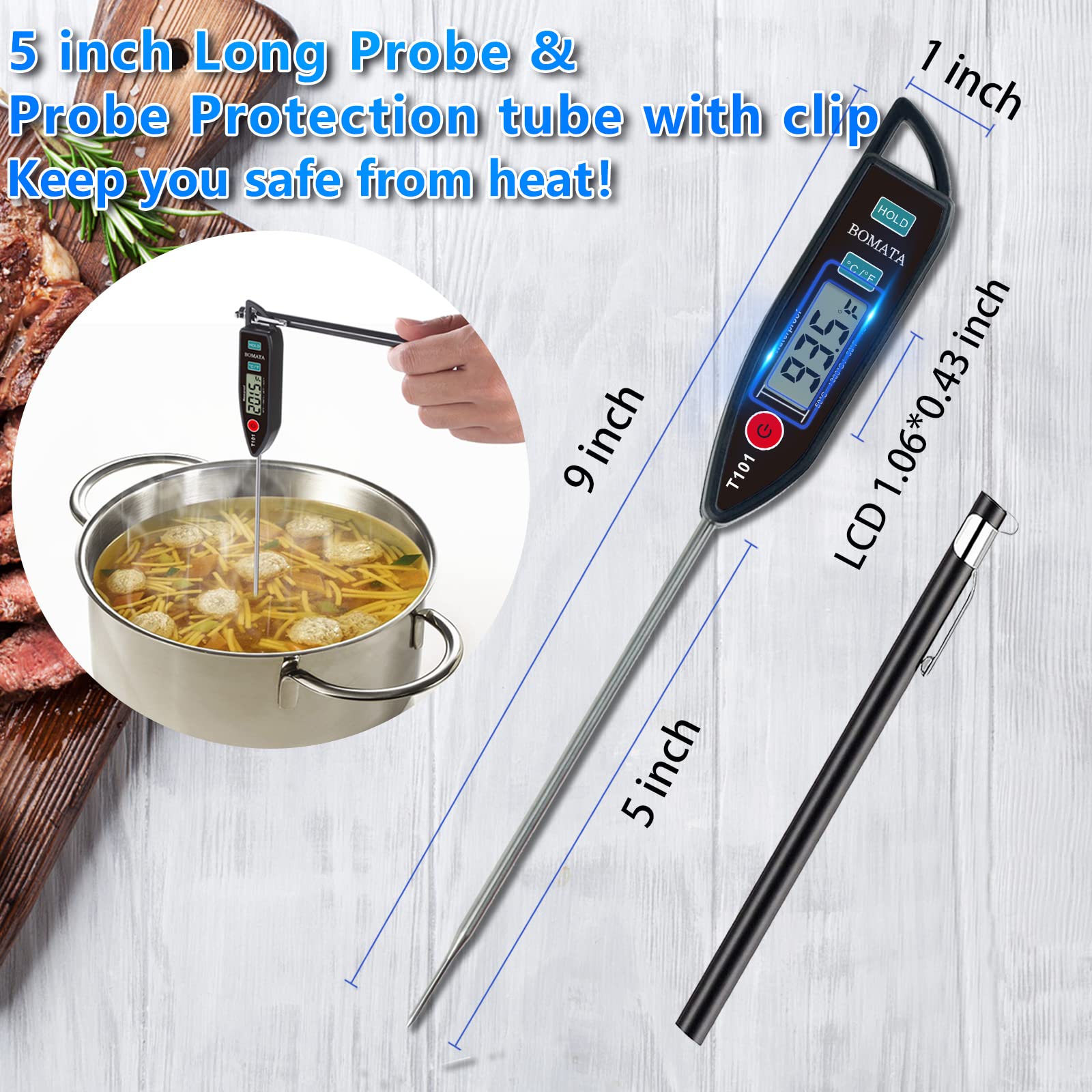 BOMATA thermometer switches between Fahrenheit and Celsius for easy cooking