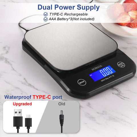 BOMATA Type-C rechargeable kitchen scale provides flexible power for busy kitchens