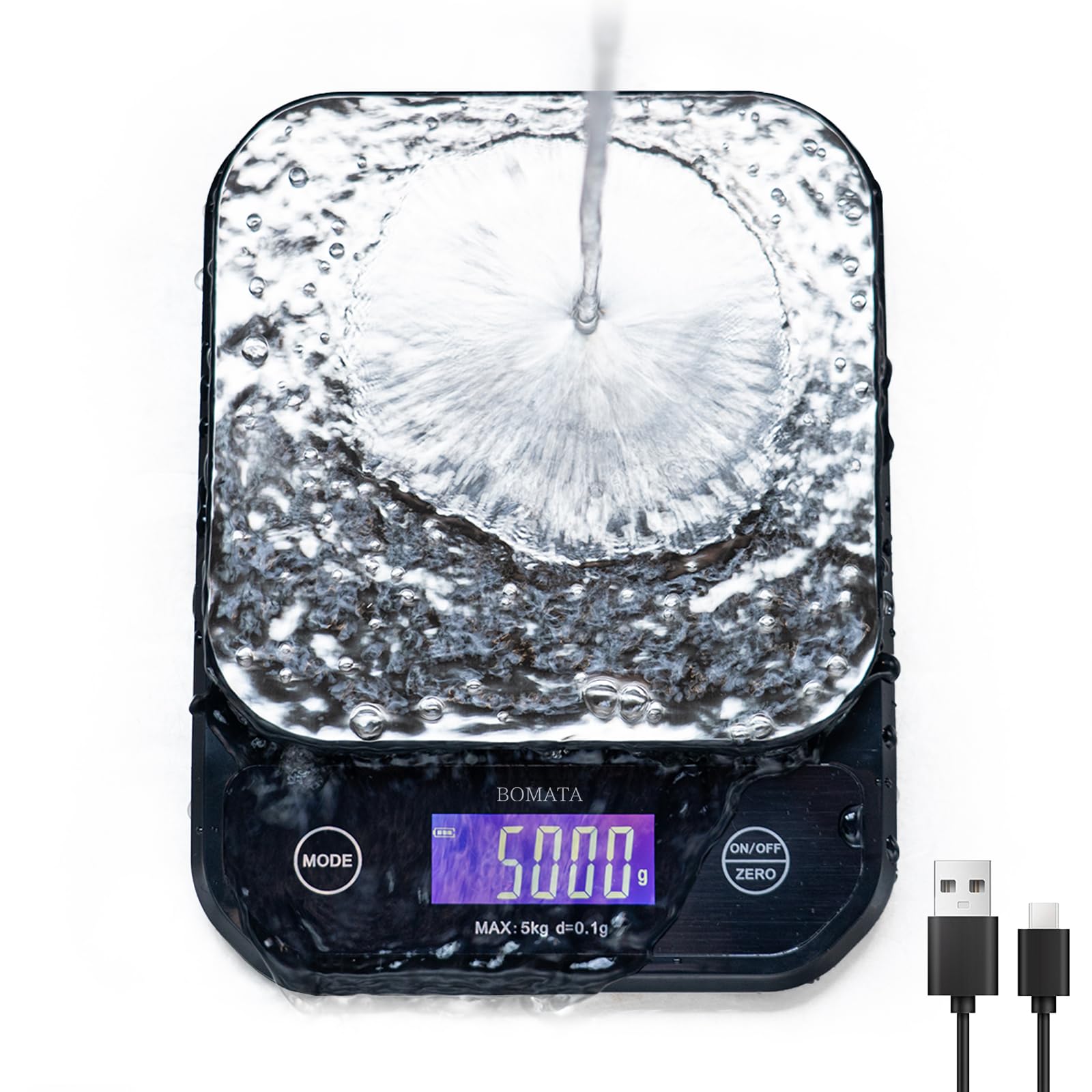 BOMATA waterproof kitchen scale with LCD backlit display for precise cooking measurements