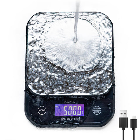 BOMATA waterproof kitchen scale with LCD backlit display for precise cooking measurements