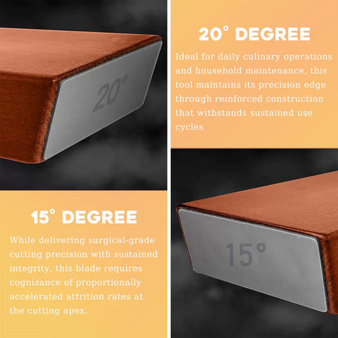 BomCot 20-degree magnetic guide for versatile kitchen knife sharpening.
