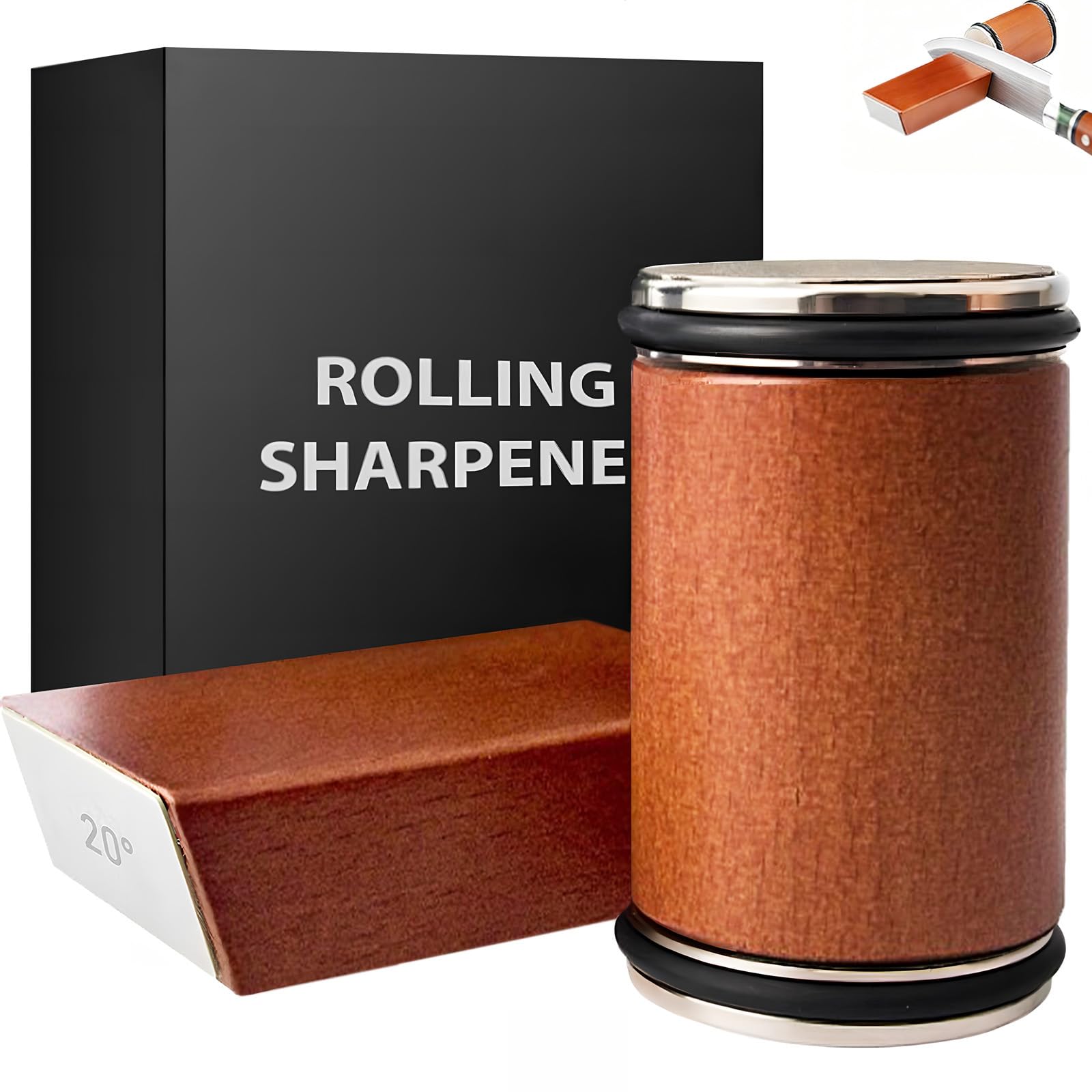 BomCot rolling knife sharpener base with strong magnetic hold for stable sharpening.