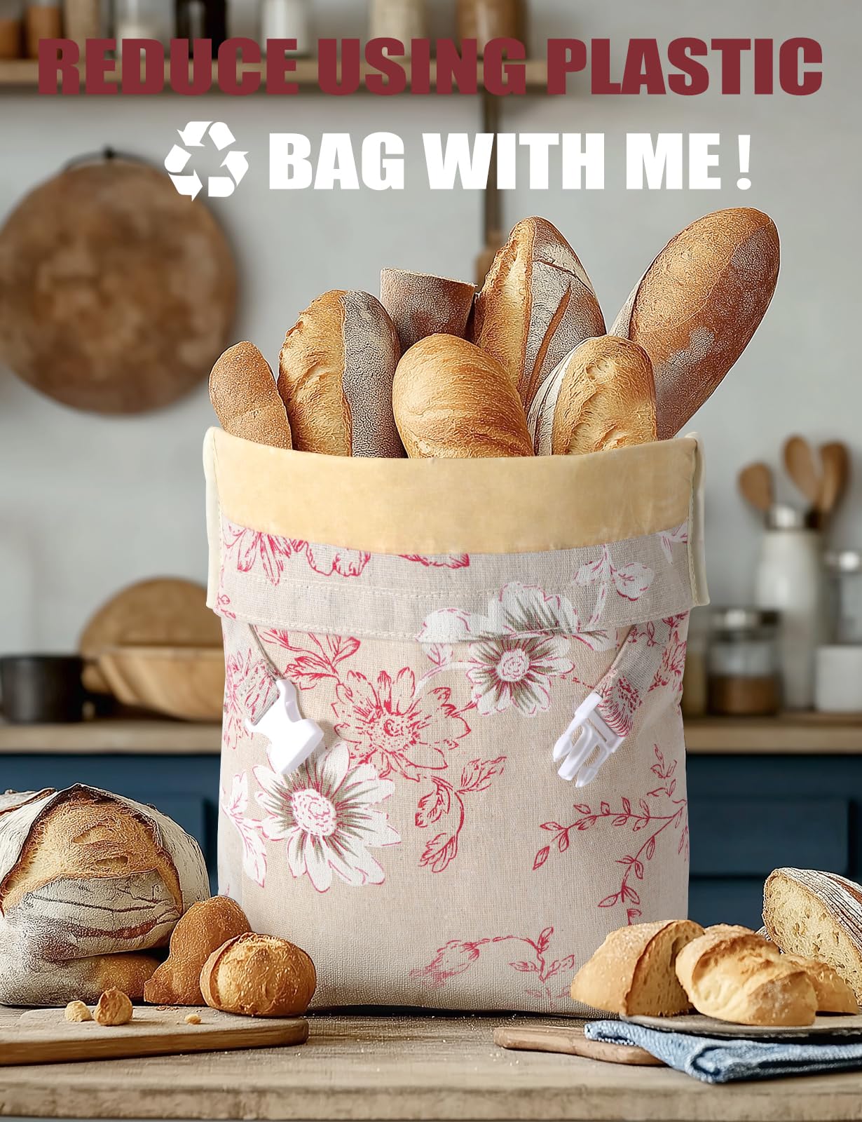 Bomis bread bags buckle handle for easy carrying.