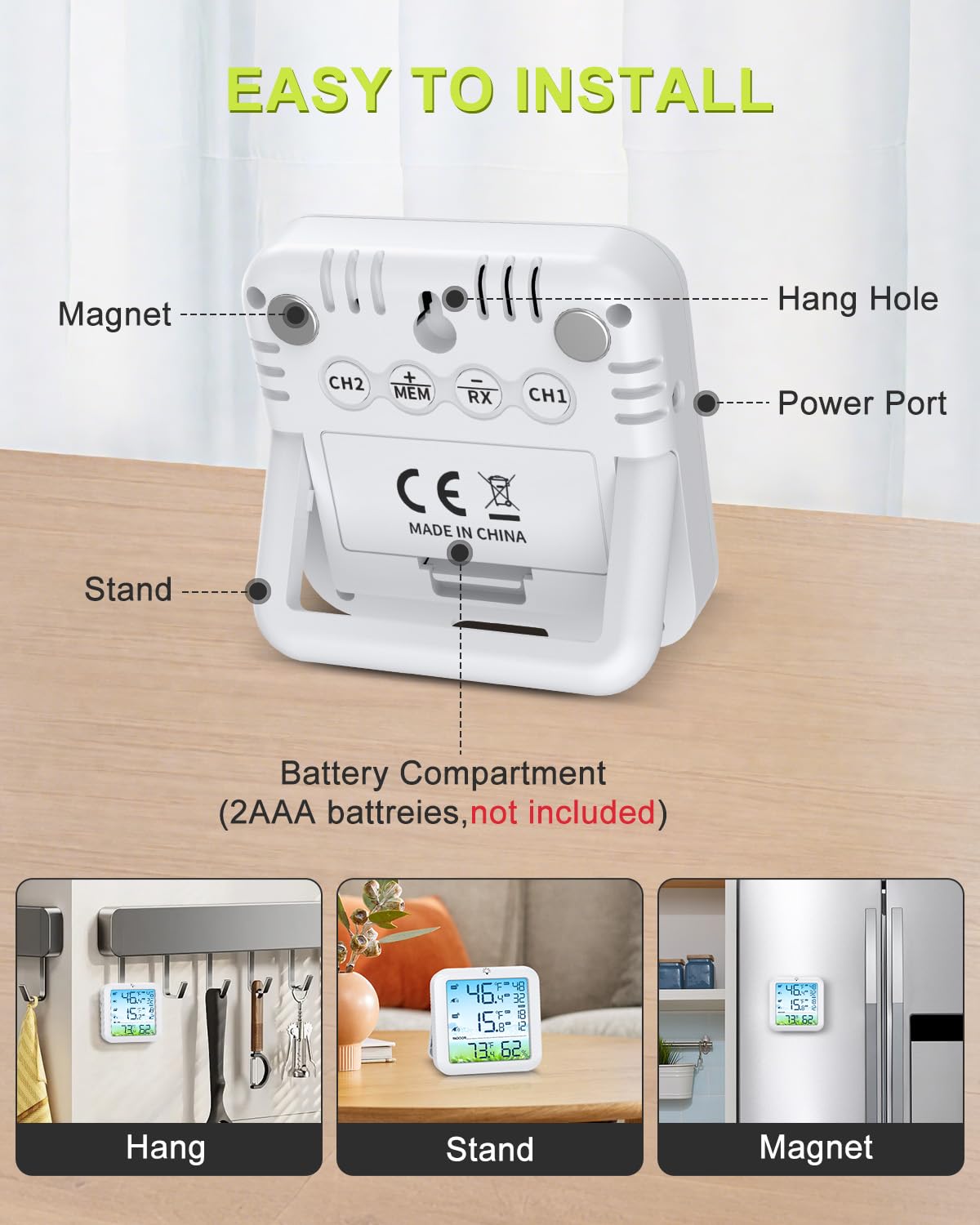 Bomivoi remote range illustration showing up to 328 feet of wireless monitoring.