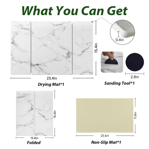 Bomoks diatomaceous-earth drying stone mat with water absorption for dishes and bottles.