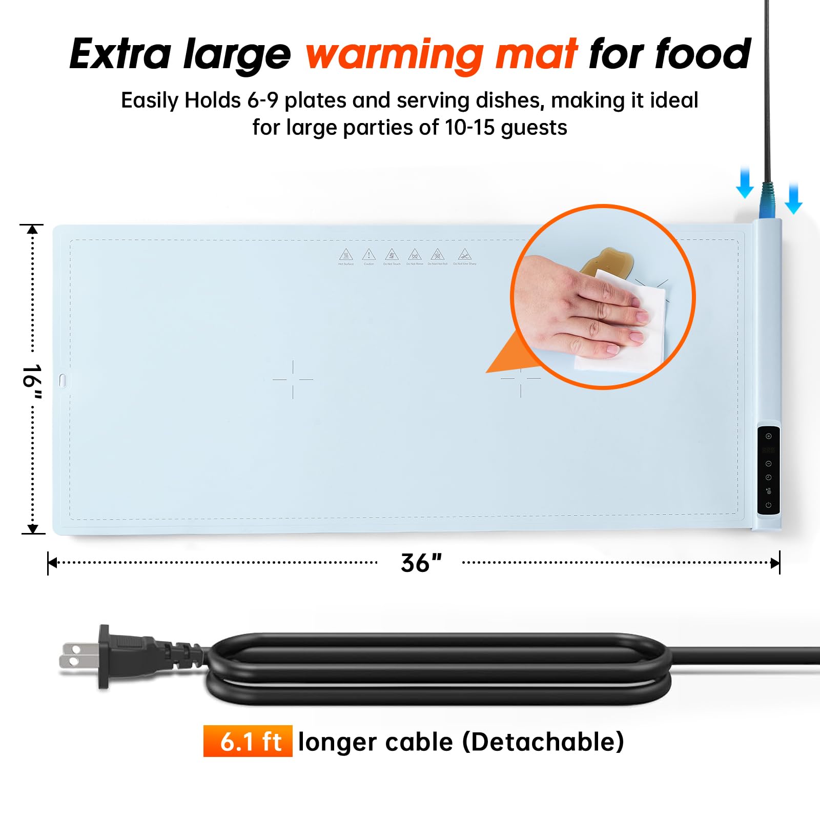 BOMOVA warming mat with 6H timer display for hands-free operation