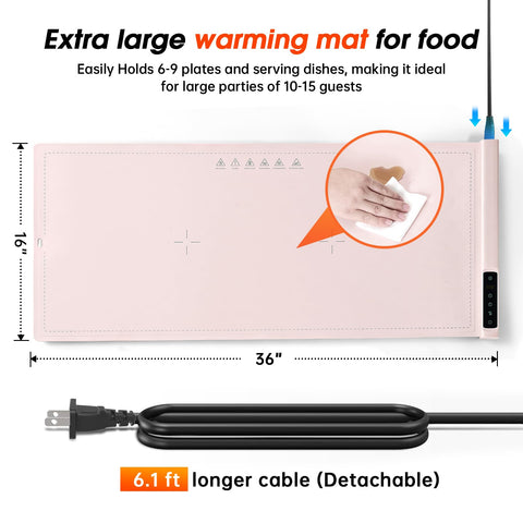 Bomova warming mat 9-heat-levels enables precise warmth for different dishes