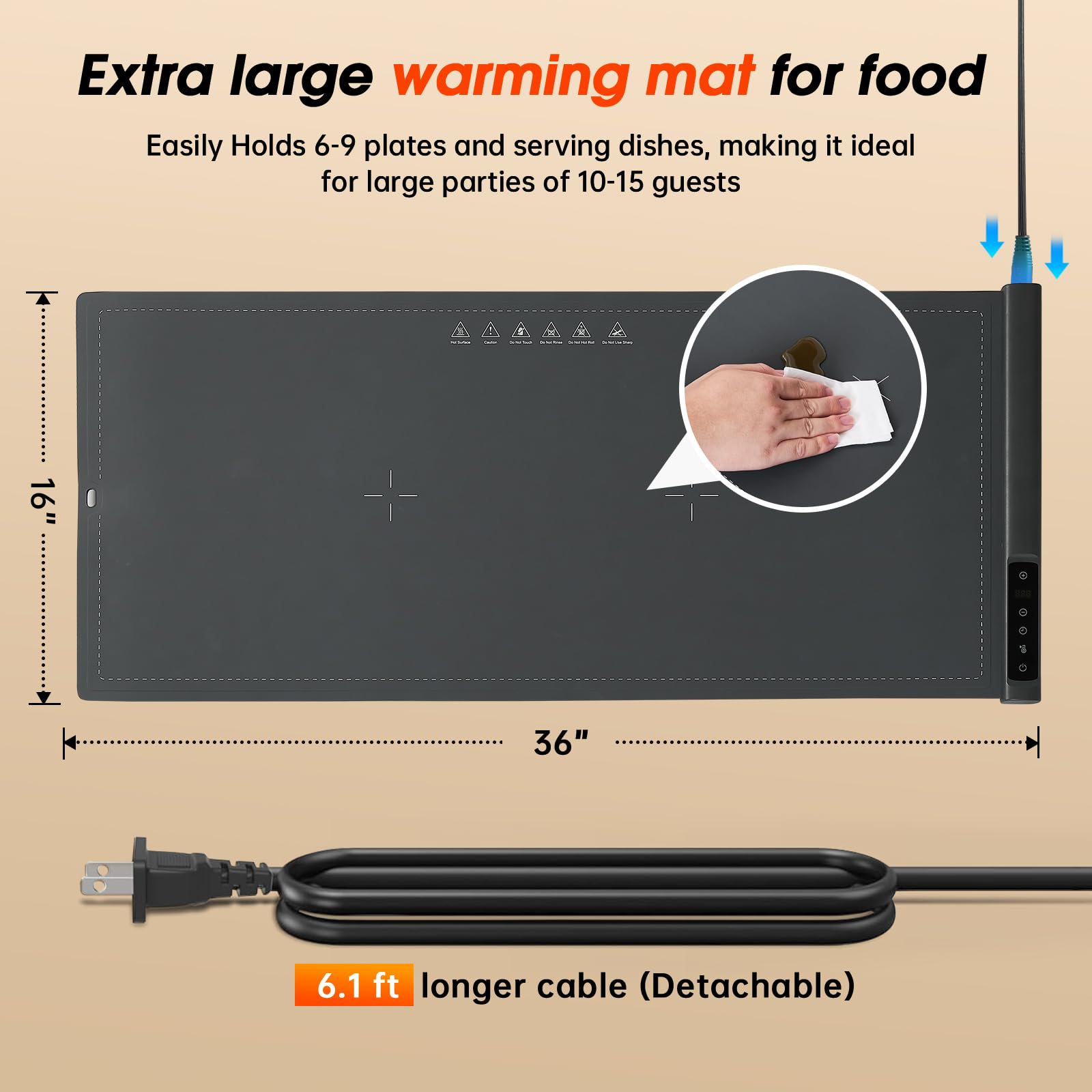 Bomova warming mat showing nine temperature levels for precise warming