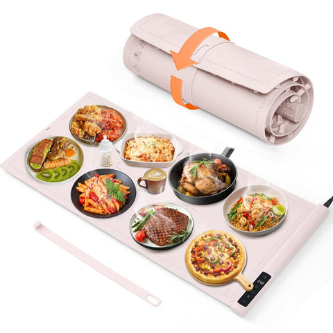 Bomova warming mat extralarge 36x16 on table keeps buffet dishes warm for guests