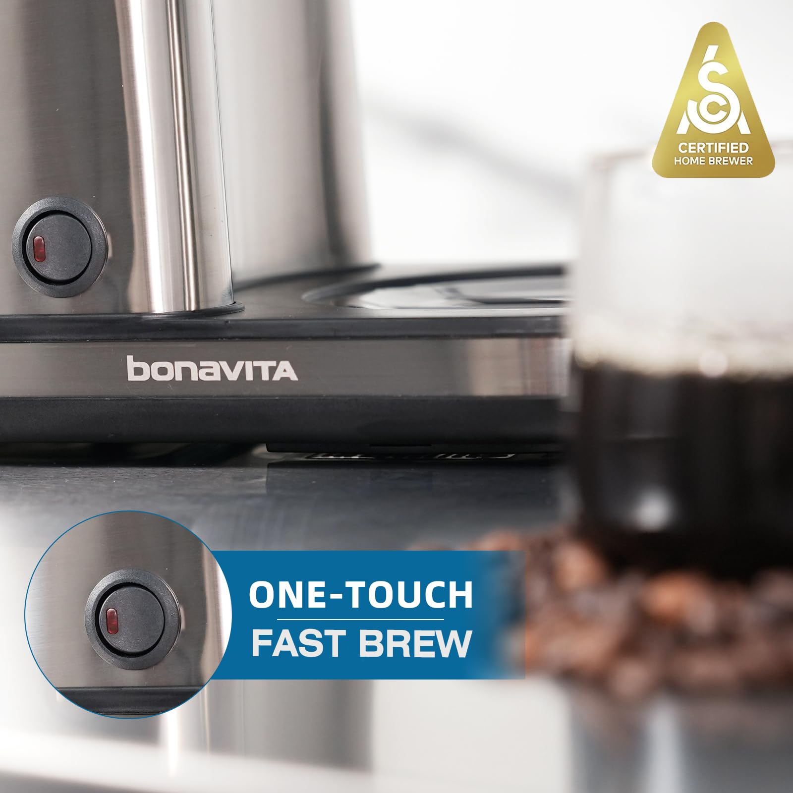 Bonavita BV1500TS showerhead design ensures even saturation for balanced flavor.