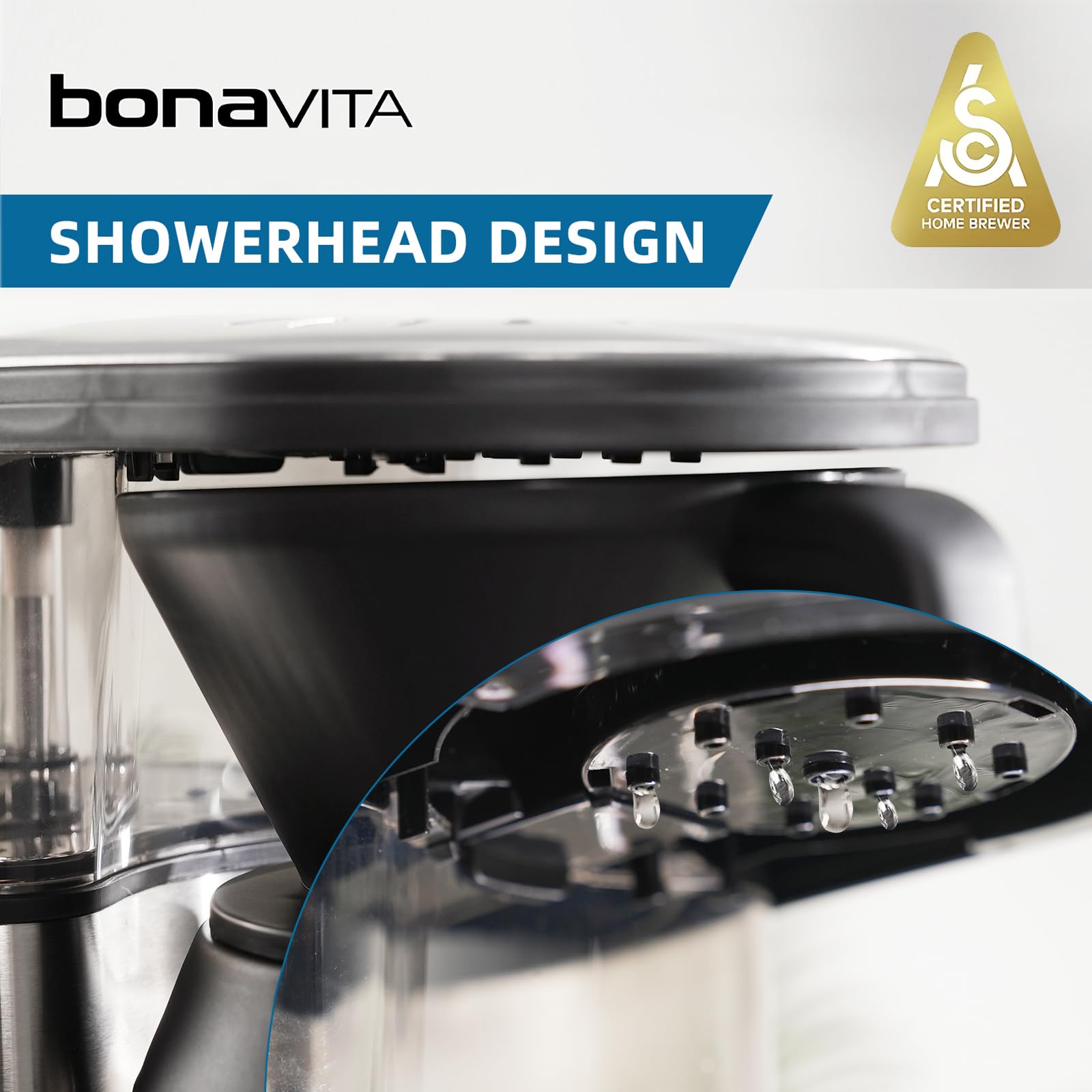 Bonavita BV1500TS stainless steel thermal carafe preserves heat for hours.