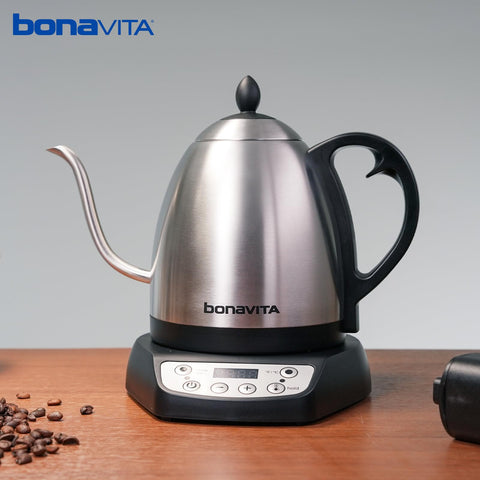 Bonavita precision flow spout enables controlled, even pours.