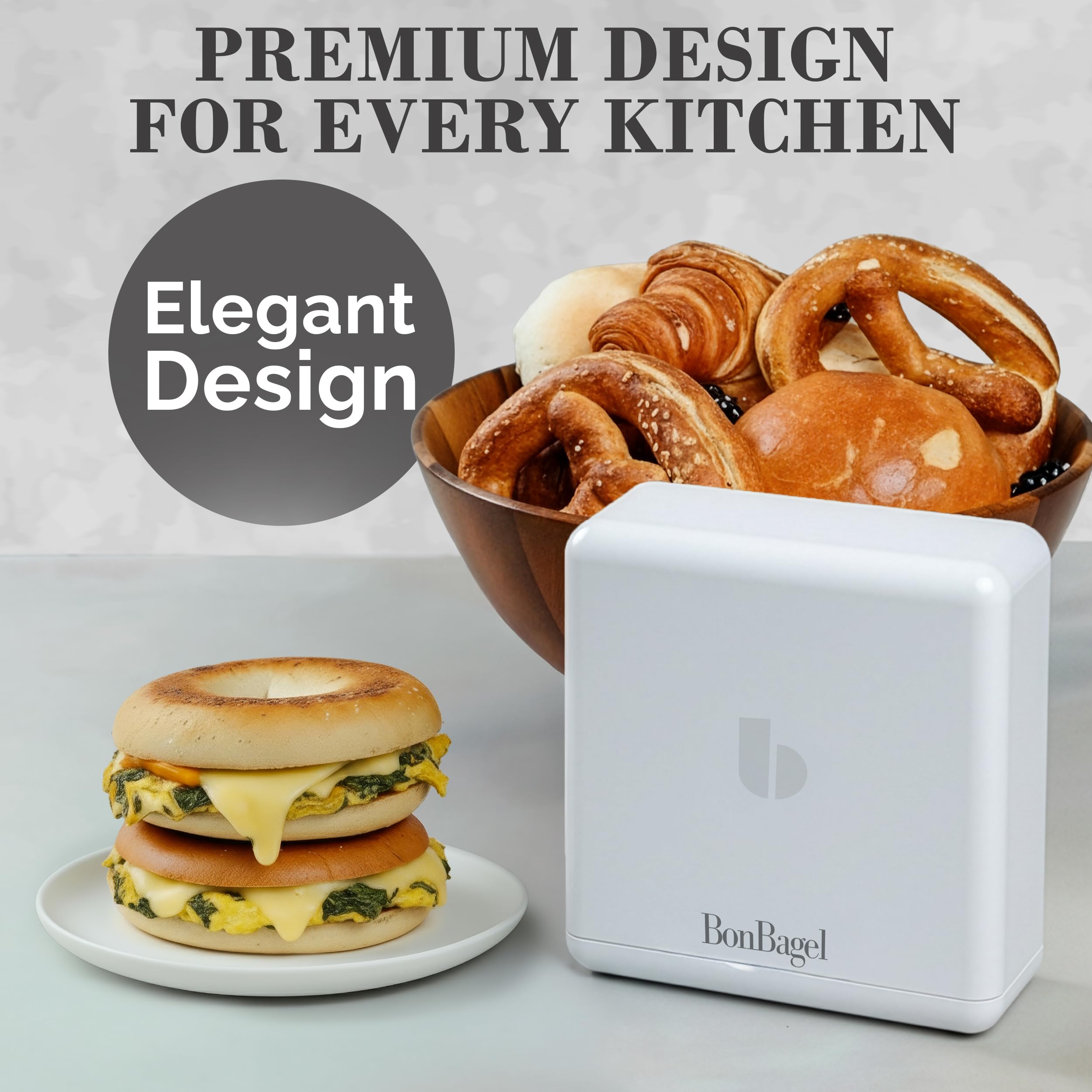 BonBagel slicer stands 7 inches tall for space-saving storage