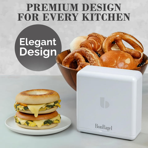 BonBagel slicer stands 7 inches tall for space-saving storage