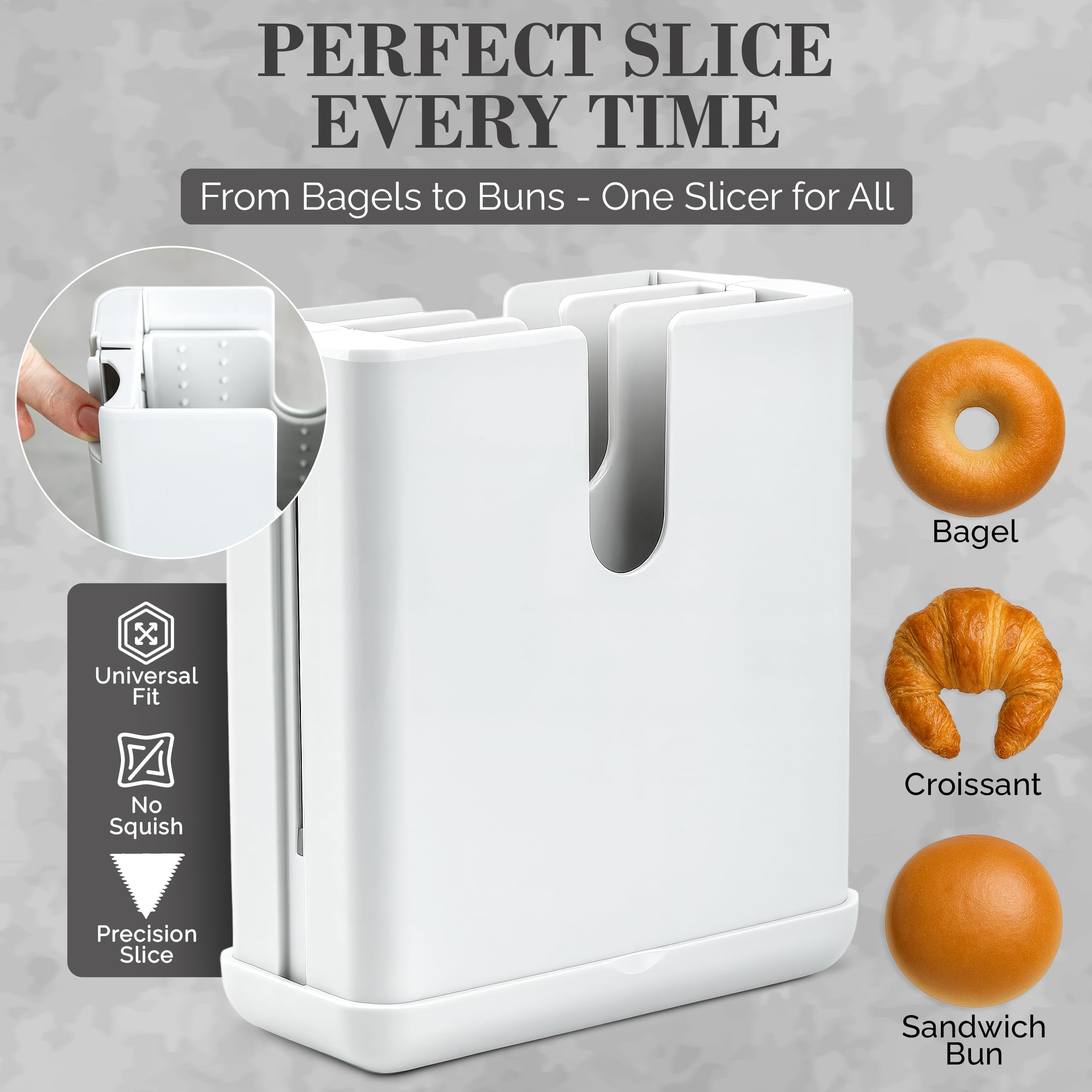 Anti-slip base keeps BonBagel slicer stable during use