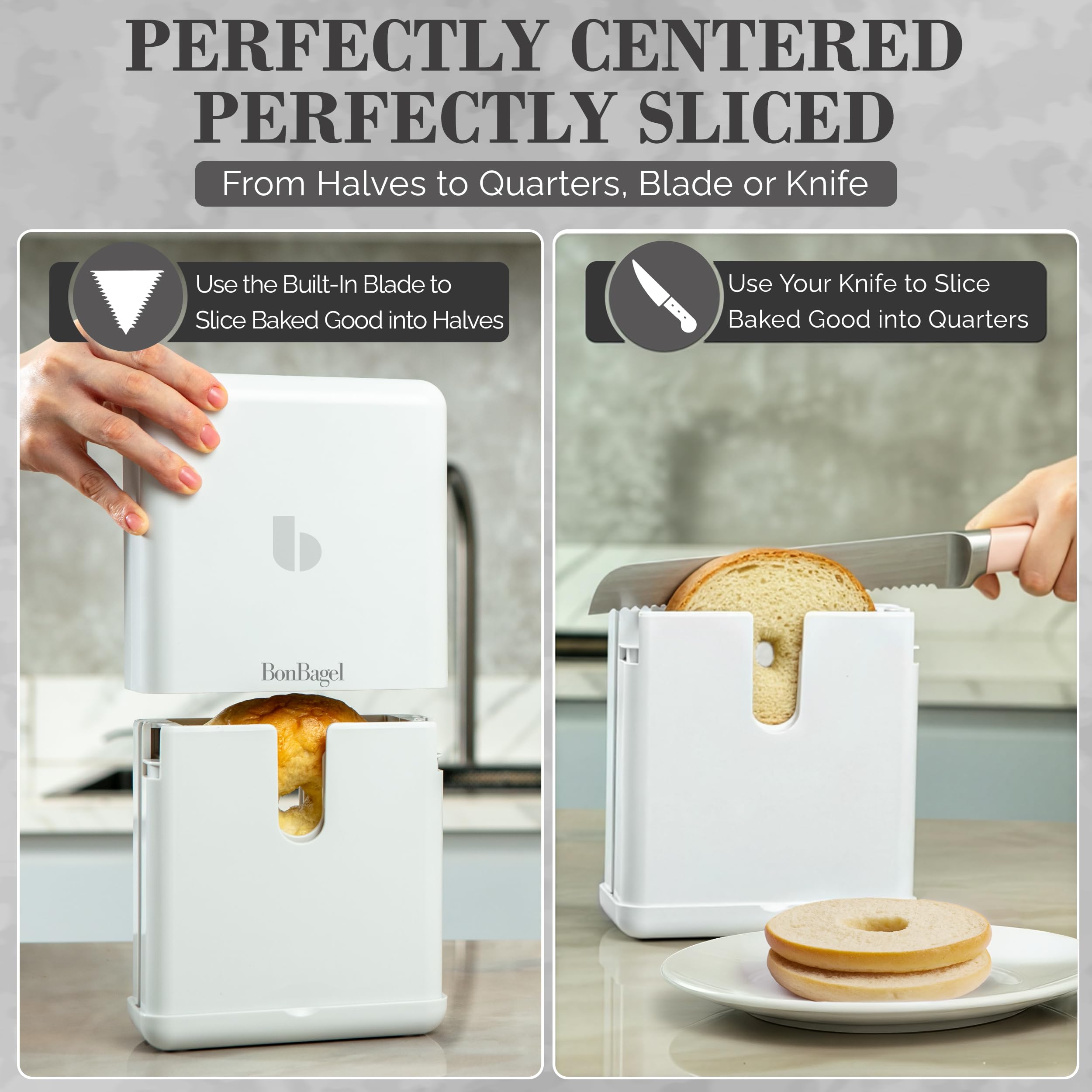 BonBagel cutter shows a precision blade for clean cuts