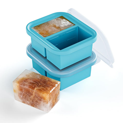 Bongpuda 1 cup silicone freezer tray with lid ready for portioned soups.