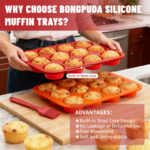 Egg bites and muffins released from Bongpuda silicone mold after baking.
