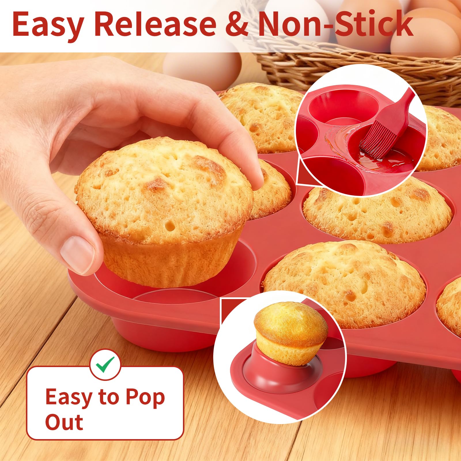 Non-stick surface of Bongpuda pan demonstrating easy release of treats.