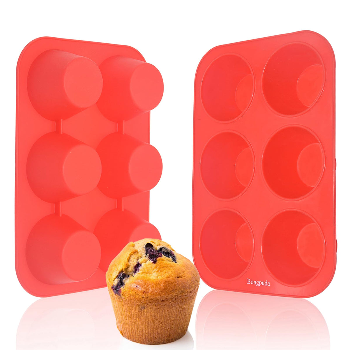 Bongpuda silicone large muffin pan 2-pack top view for easy storage and stacking