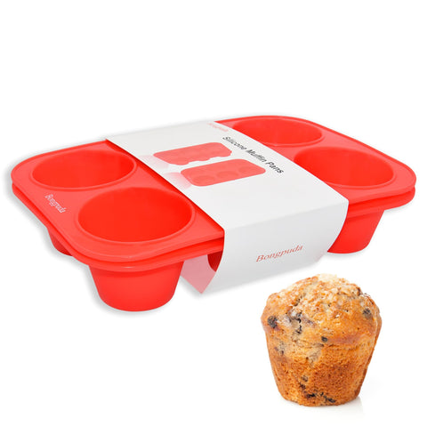 Bongpuda silicone large muffin pan 6-cup side view shows sturdy construction