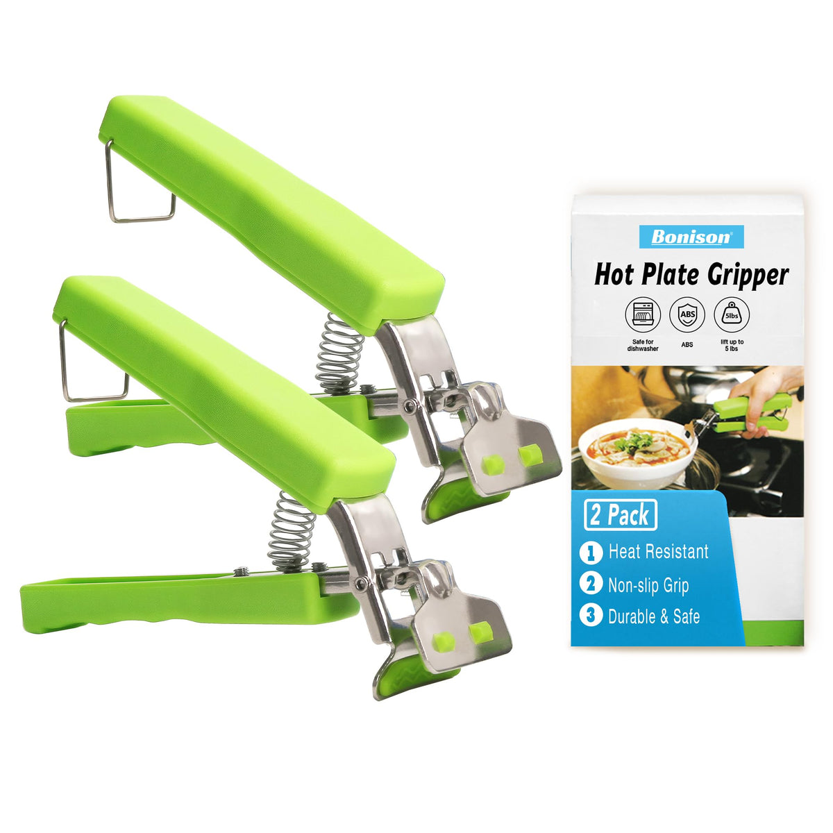 Bonison hot plate gripper clips securely lift hot dishes.