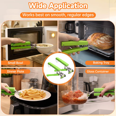 Bonison clip edge grip ensures safe lifting of hot cookware.