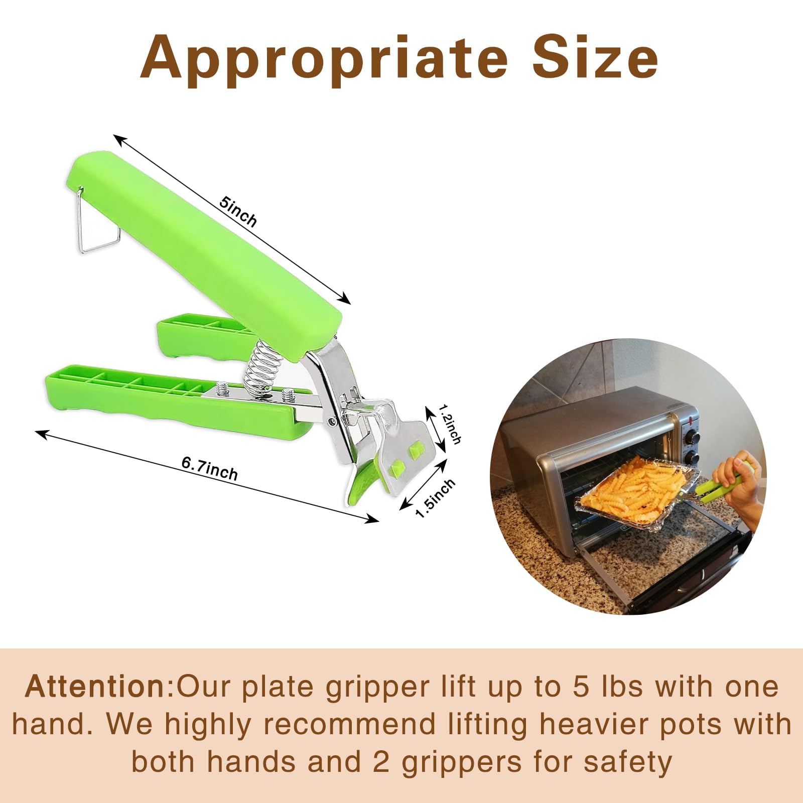 Bonison hot plate gripper with stainless-steel jaws for secure grip.