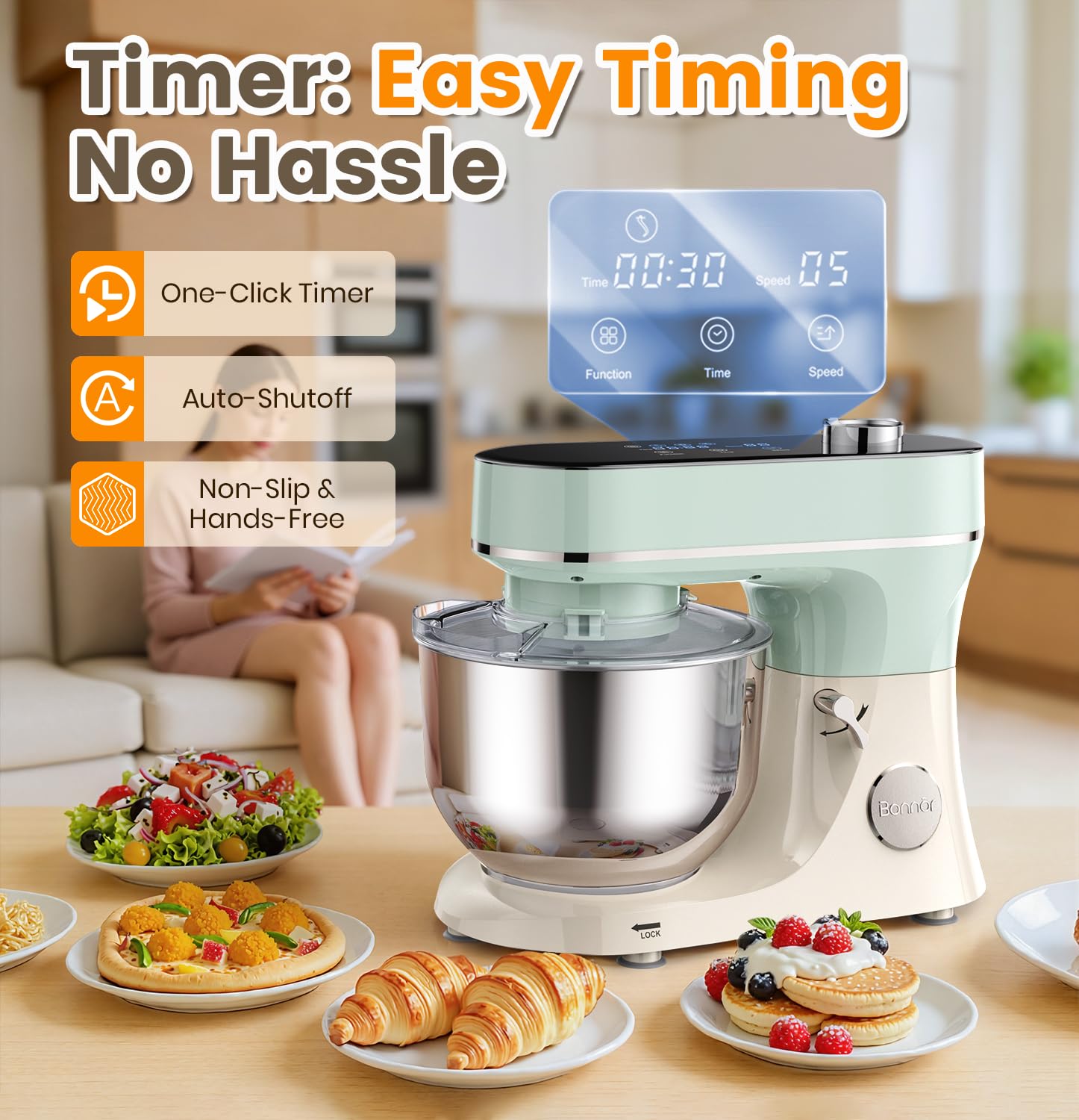 Bonnor stand mixer with 11 speeds for precise texture control
