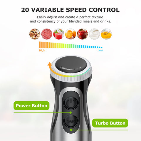 Bonsenkitchen 2-in-1 attachments combine blending shaft and whisk for diverse recipes.