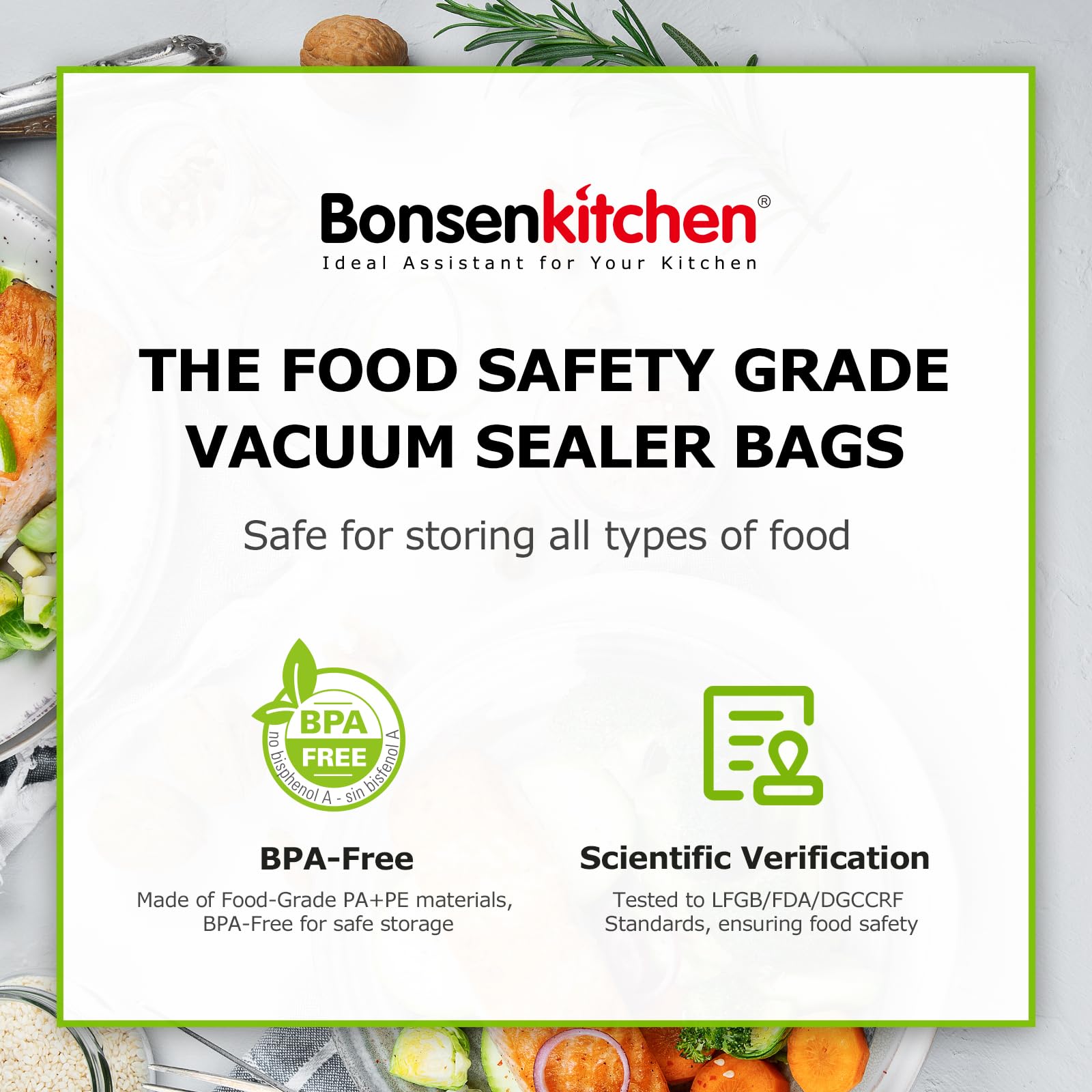 Bonsenkitchen dishwasher-safe vacuum bags for easy cleaning