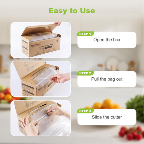 Bonsenkitchen dust-proof cutter box keeps bags clean and organized during storage.