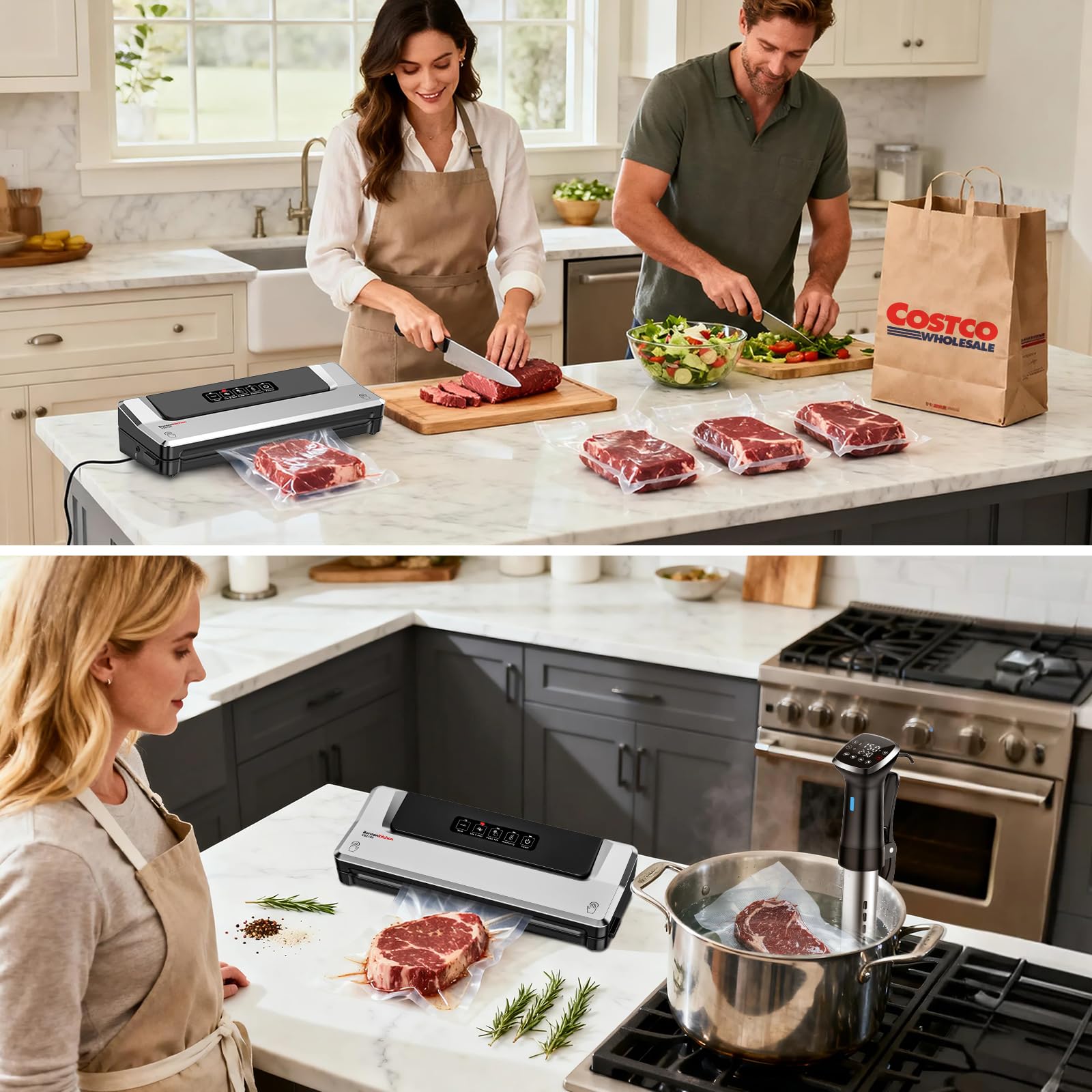Bonsenkitchen meal-prep bags ready for freezing and organized meals.