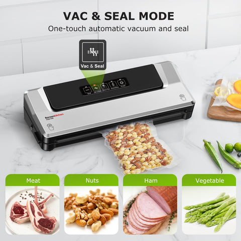 Bonsenkitchen vacuum sealer aiding meal prep through bulk sealing.