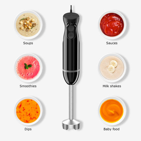 Bonsenkitchen portable stick mixer blades ready for smoothies and sauces