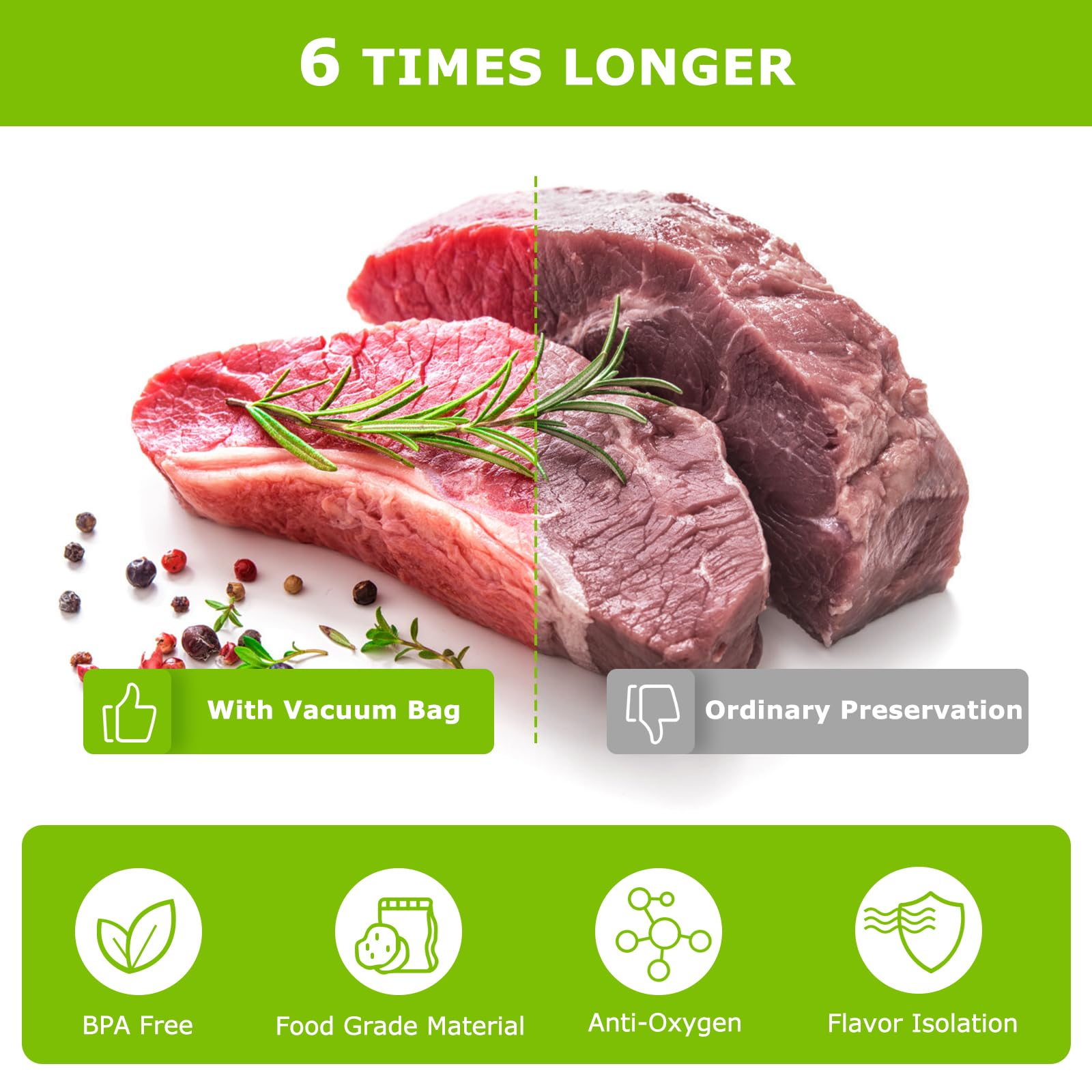 Bonsenkitchen sous vide bag supports cooking up to 195°F/90°C