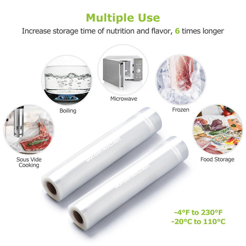 Bonsenkitchen sous vide bags rated up to 230°F for even cooking