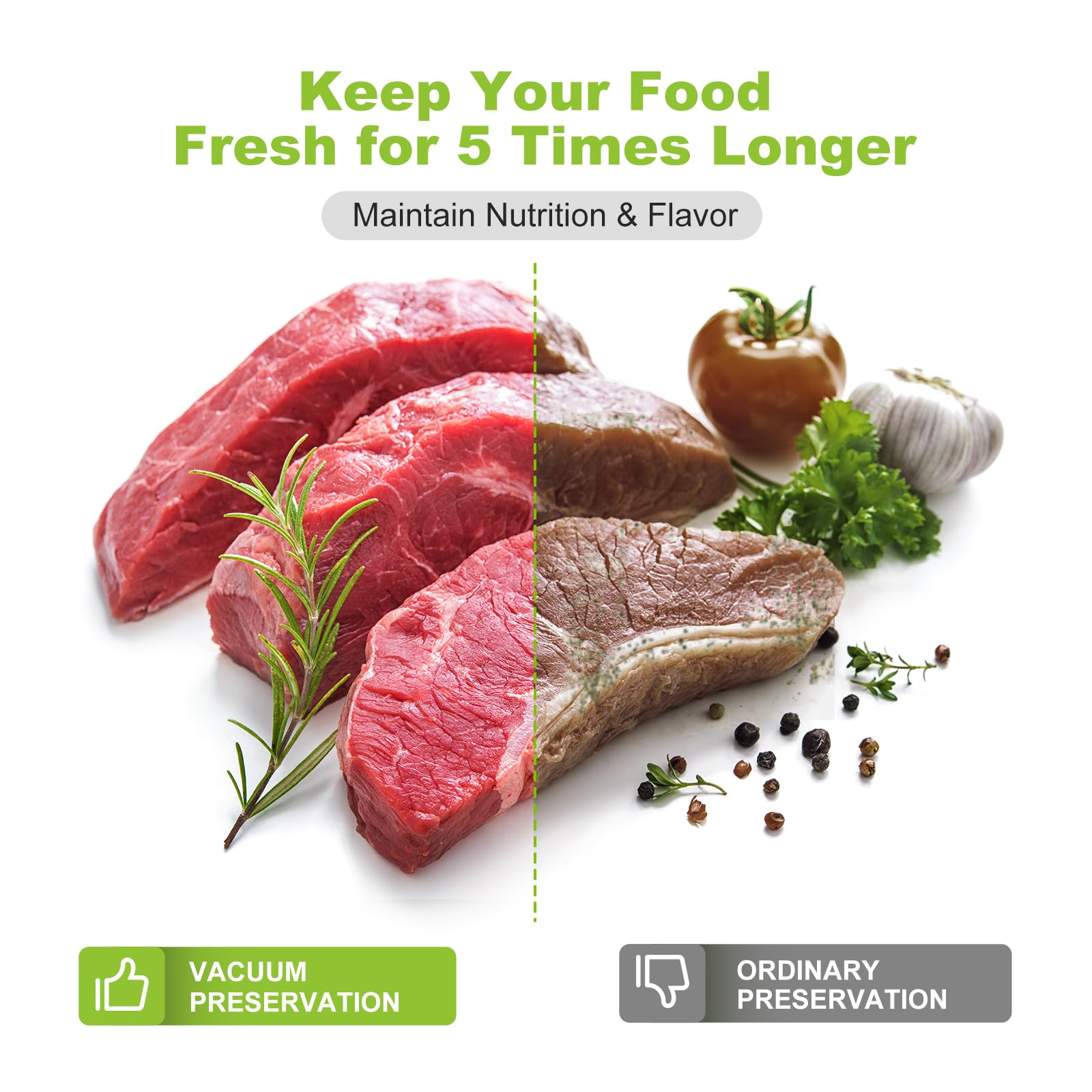 Bonsenkitchen vacuum bags are ideal for sous vide cooking and safe reheating.