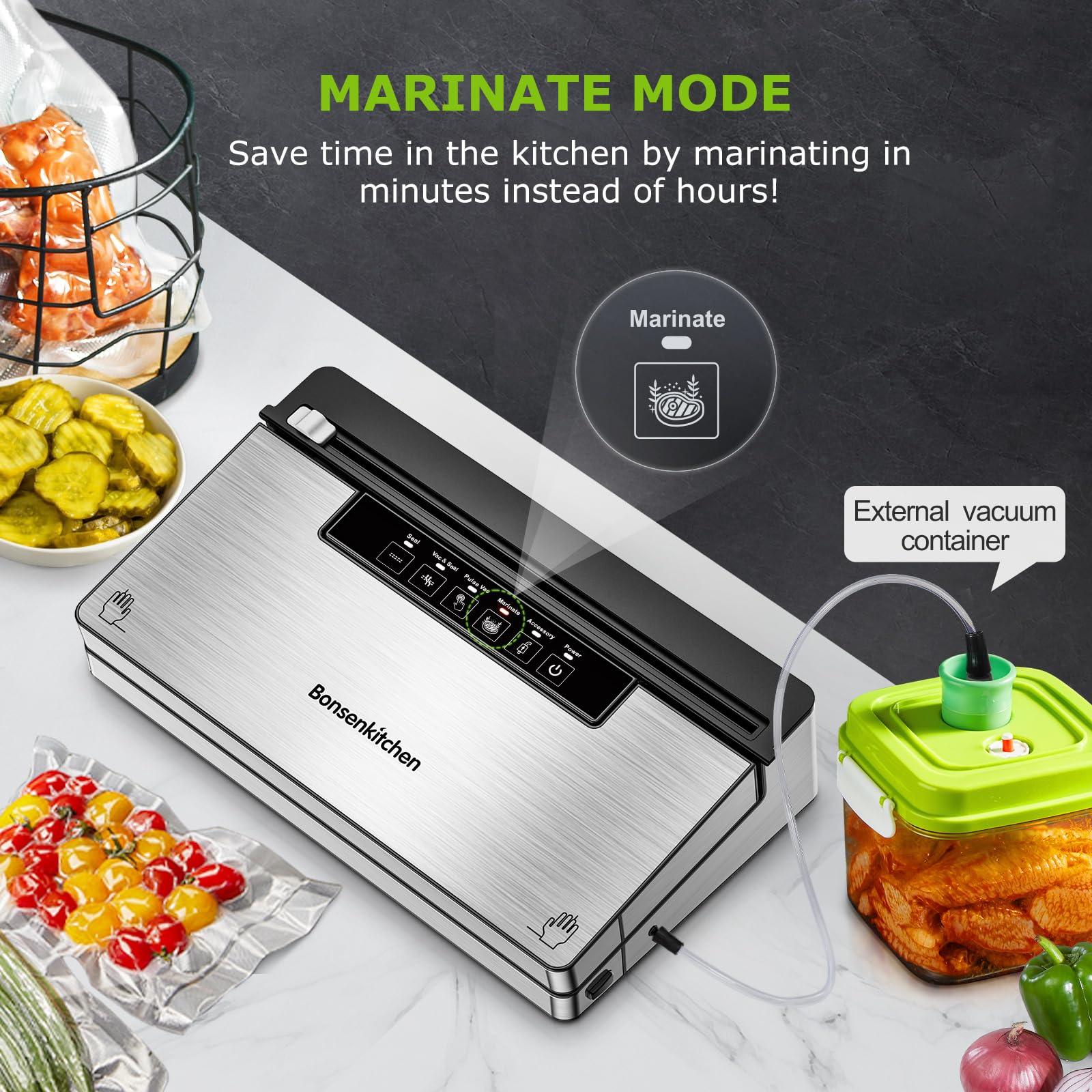 Stainless steel Bonsenkitchen sealer with sleek silver-black finish