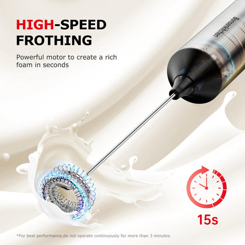 Bonsenkitchen universal milk frother wand works with dairy and plant milks