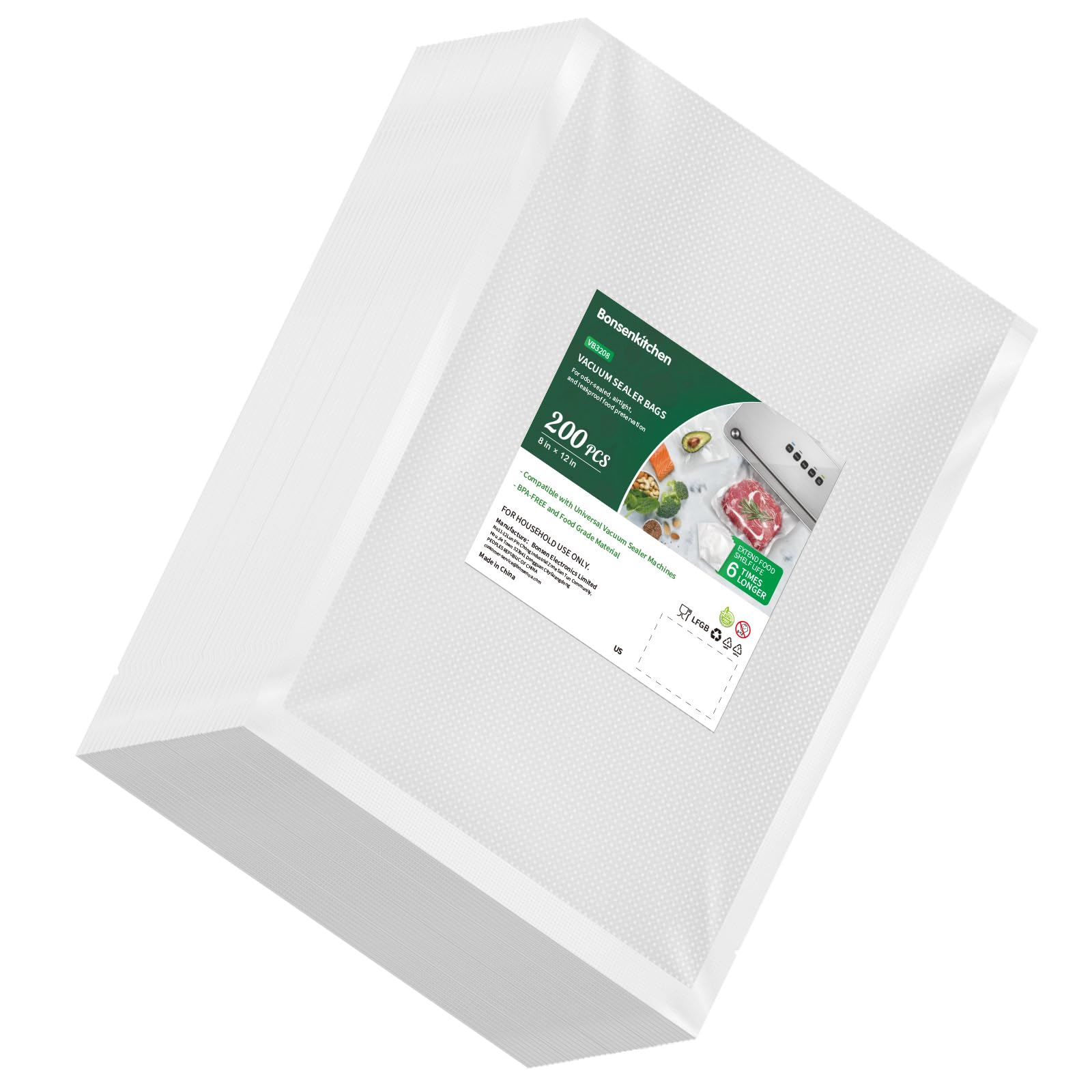 Bonsenkitchen vacuum bags with embossed texture for strong seals and freshness