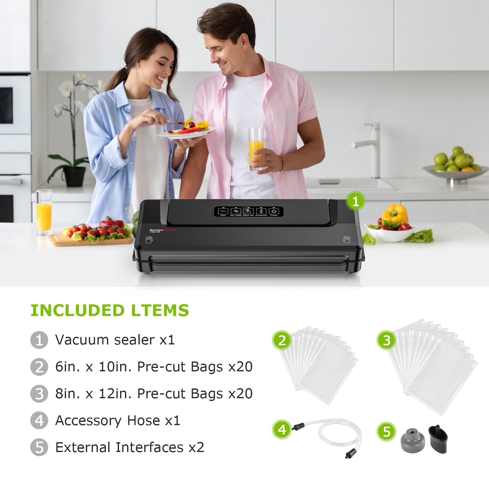 Bonsenkitchen bags eight-by-twelve pack for versatile sous vide and storage.